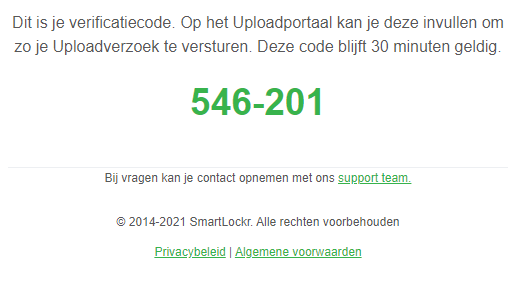 Verificatiecode per mail ontvangen