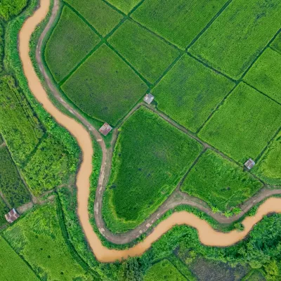 Bovenaanzicht landbouwgrond