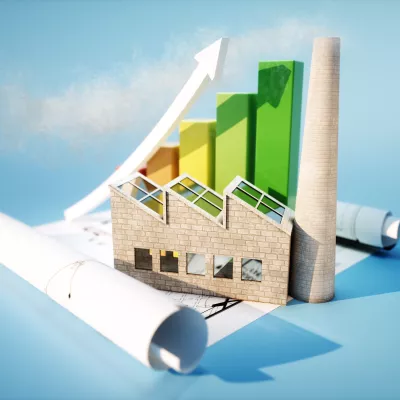 Maquette op papier in stijgende lijn