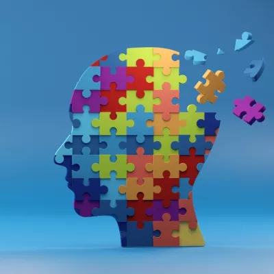 Brein dat bestaat uit verschillende puzzelstukken