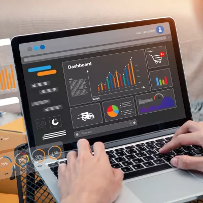 Dashboard van een webshop op laptop