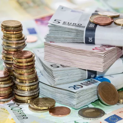 Euro's gestapeld, biljetten en munten