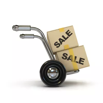 Steekwagen met dozen voor de verkoop