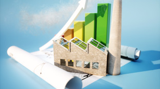 Maquette op papier in stijgende lijn
