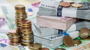 Euro's gestapeld, biljetten en munten