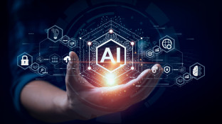 Hand met artificial intelligence iconen