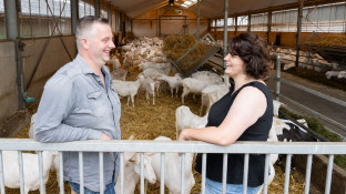 Familie Frijters in geitenstal
